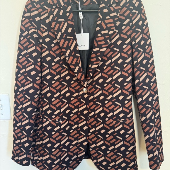 EDAS Jackets & Blazers - Women's Geometric Patterned Blazer - Black and brown